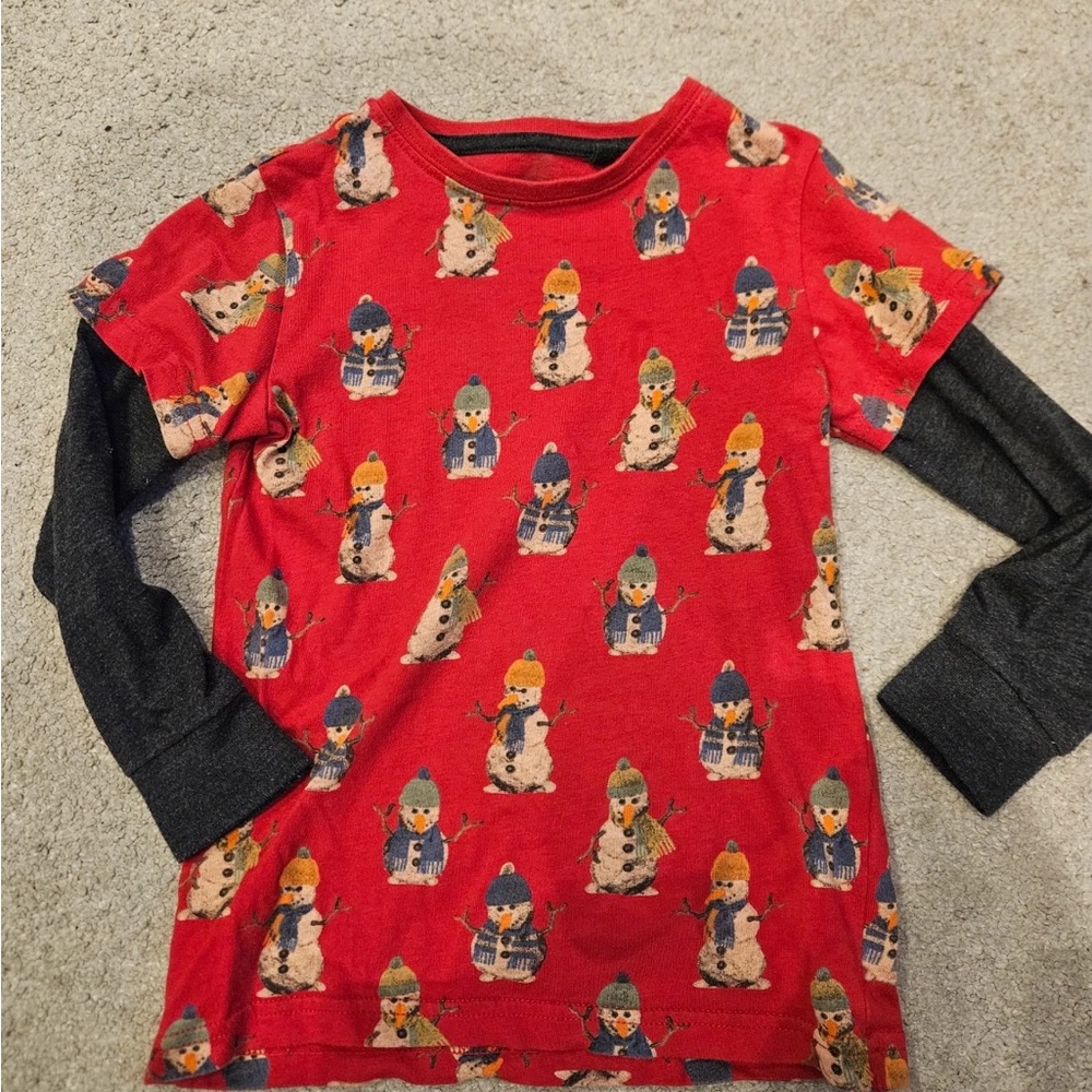 Next Red Snowman Long Sleeve Kids Tee